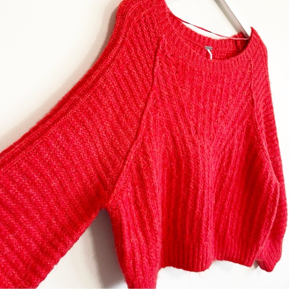 BOGO! Free People Carter Soft Chunky Knit Pullover Red Size Medium - Picture 8 of 10